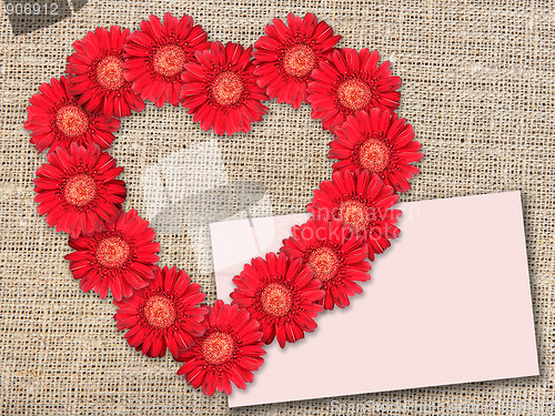 Image of Bouquet of red flowers as heart-form