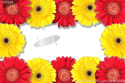 Image of Abstract frame with yellow and red flowers