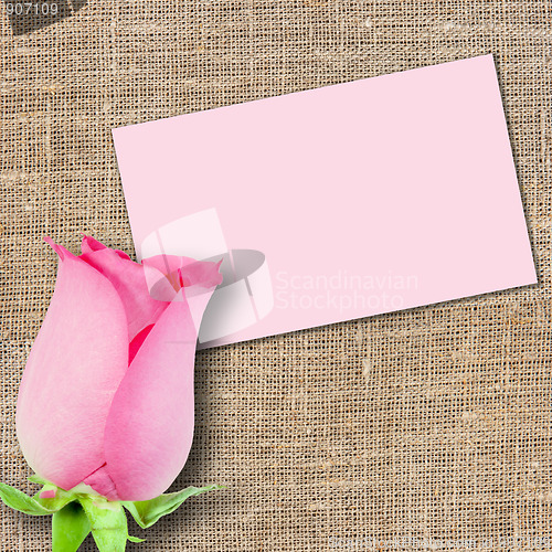 Image of One pink rose and message-card