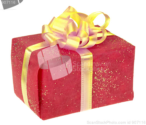 Image of Red square box with golden bow