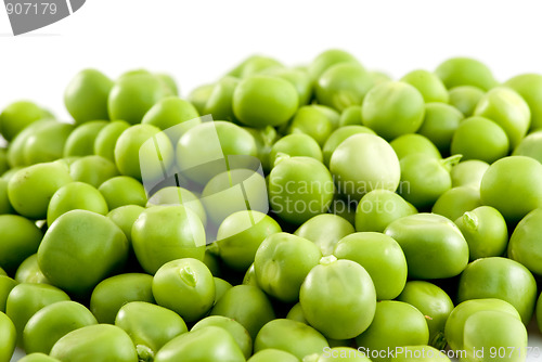 Image of Pile of green peas isolated on the white background