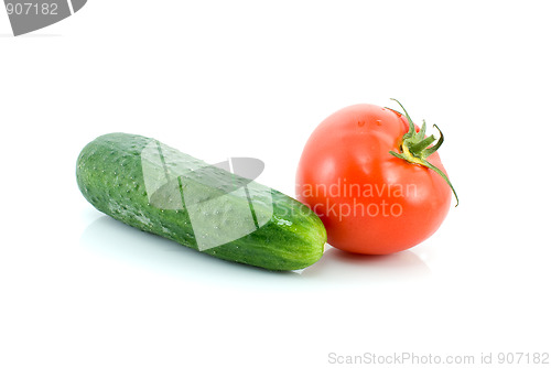 Image of Red tomato and green cucumber