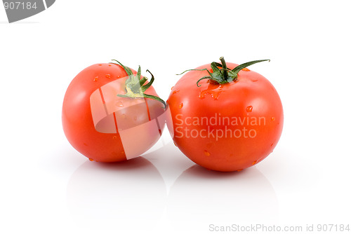 Image of Pair of ripe red tomatoes