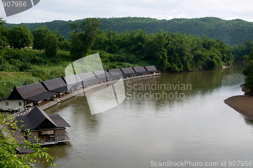 Image of Floating hotel on River Kwai in Thailand