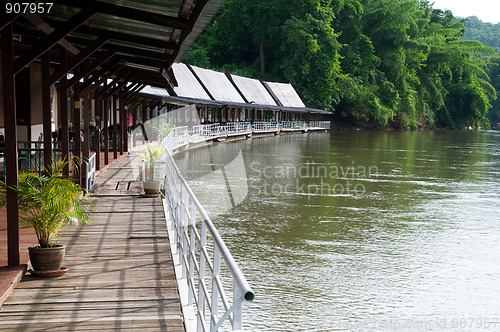 Image of Floating hotel on River Kwai in Thailand