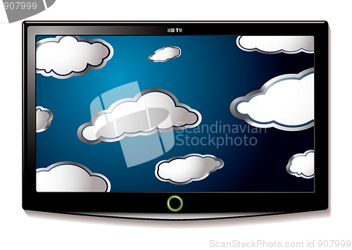 Image of LCD TV hang clouds