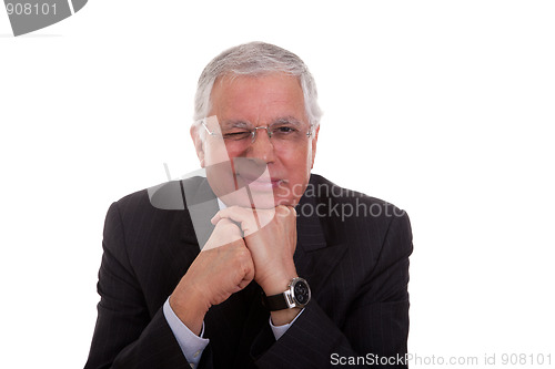 Image of mature businessman Winking 