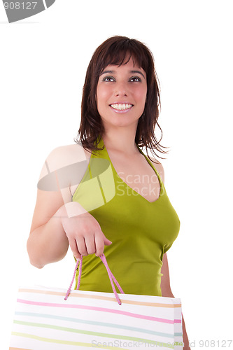 Image of Happy girl with shopping bags