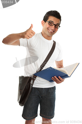 Image of Happy university college student thumbs up