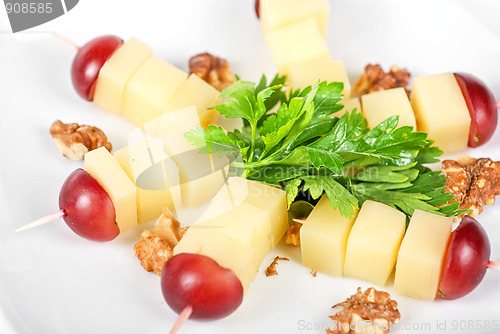 Image of Cheese and grapes and nuts