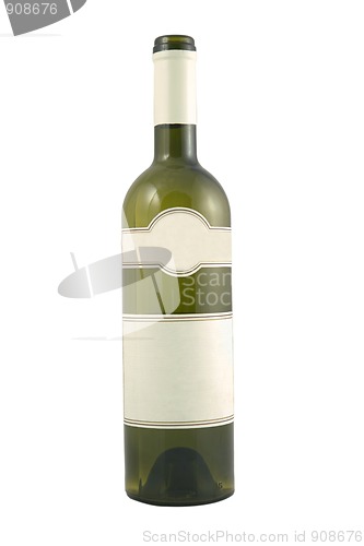 Image of green bottle for wine with blank tag