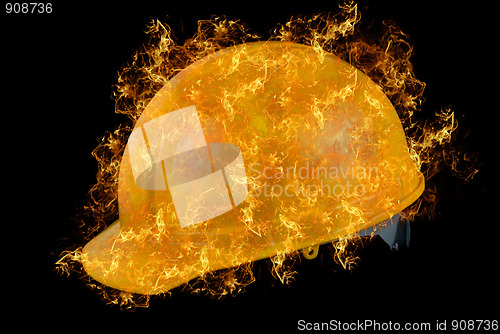 Image of Yellow helmet at fire