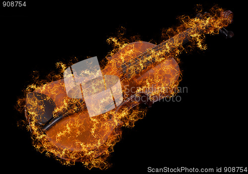 Image of classic violin at fire