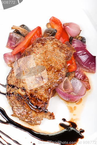 Image of beef steak with vegetable