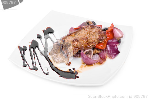 Image of beef steak with vegetable