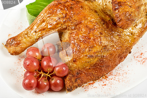 Image of Half roasted chicken closeup