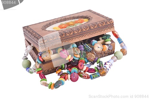 Image of wooden box with fashion beads