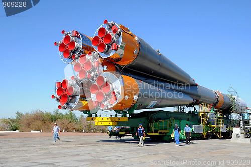 Image of Progress Rocket at Baikonur Cosmodrome