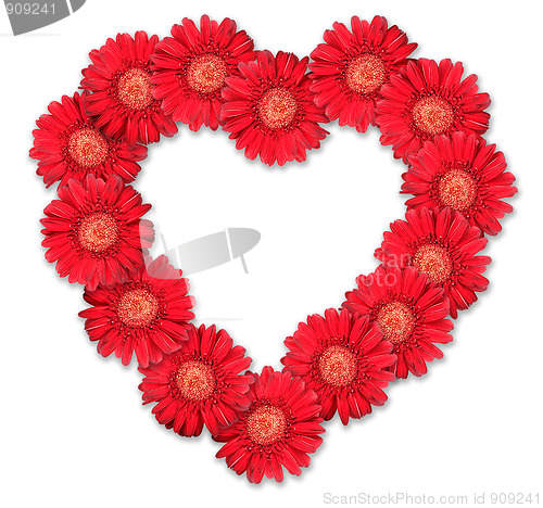 Image of Bouquet of red flowers as heart-form