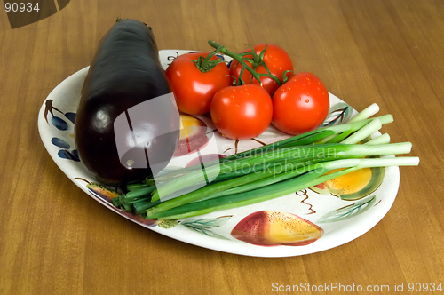 Image of Selection of fresh vegetables on a plate. 2