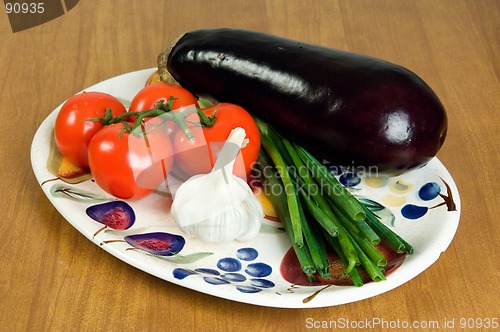 Image of Selection of fresh vegetables on a plate. 1