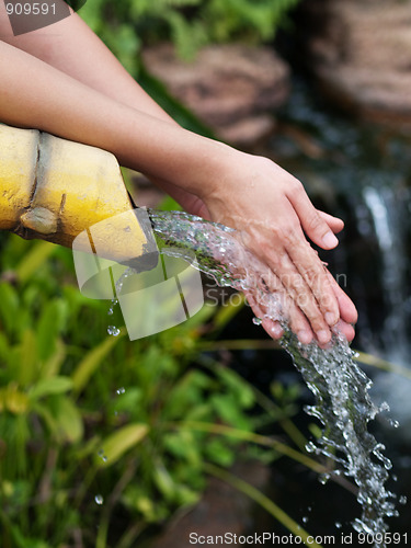 Image of Bamboo fountain cleaning