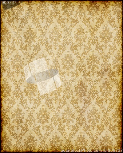 Image of old brown damask paper