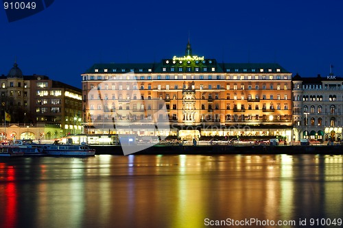 Image of Grand Hotel in Stockholm by night