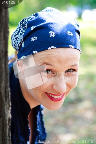 Image of Beautiful young woman laughing closeup