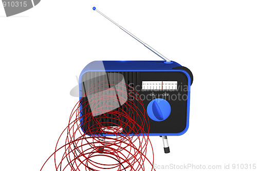 Image of Blue radio with waves