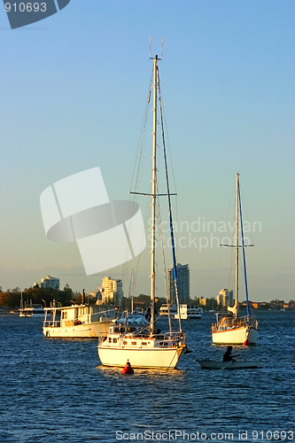 Image of Yachts In The Setting Sun