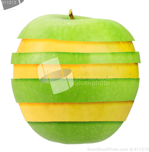 Image of Sandwich of green and yellow apple