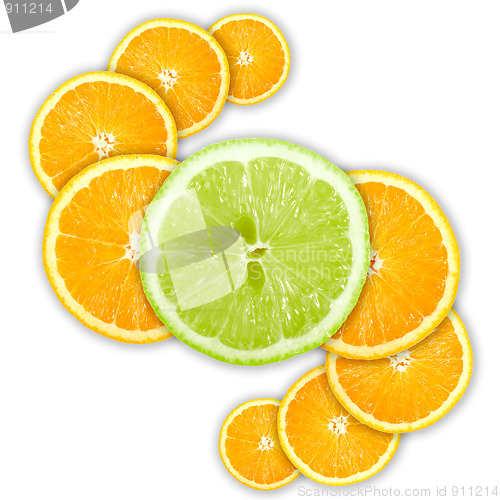 Image of Abstract group of cross citrus fruits