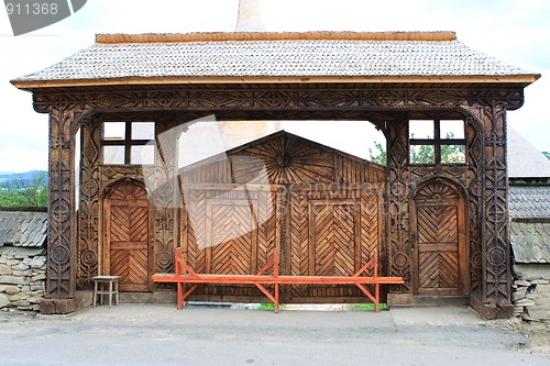 Image of Traditional wooden gate from Maramures, Romania