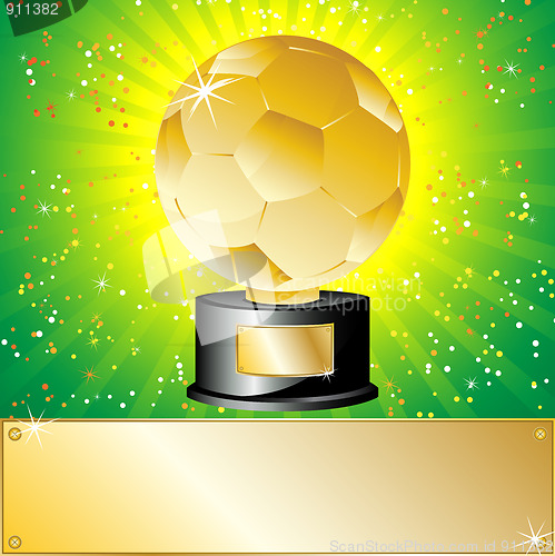 Image of Golden Ball Soccer Trophy Champion. 