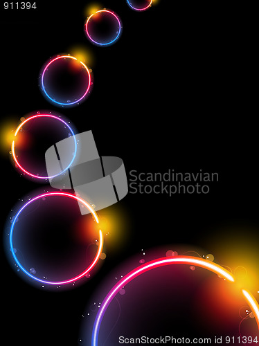 Image of Rainbow Circle Background with Sparkles and Swirls. 