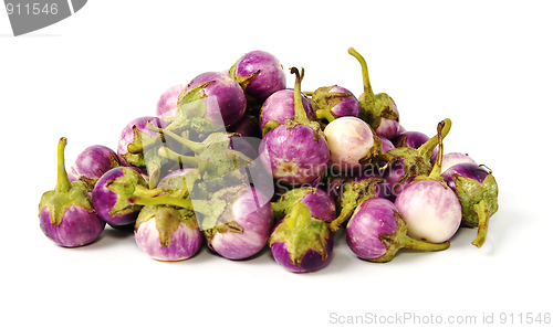 Image of Group of small Egg-plants. Aubergine.
