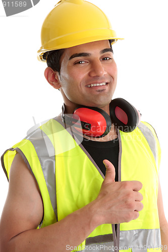 Image of Smiling builder thumbs up