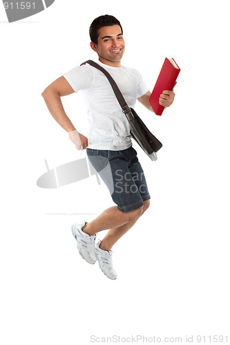 Image of Ecstatic student jumping