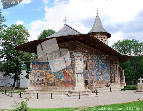 Image of Voronet Monastery viewed from the back
