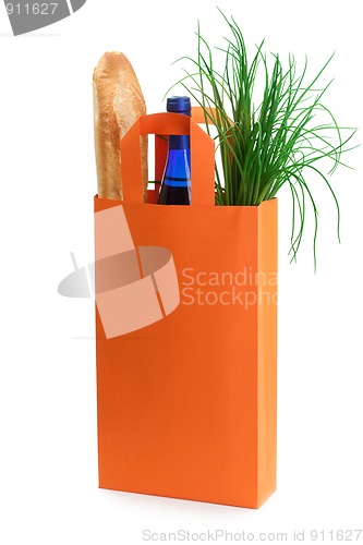 Image of Orange bag with grocery goods