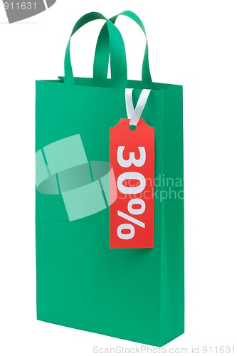 Image of One green color shopping bag