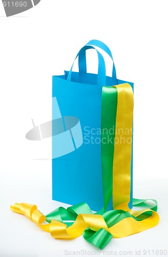 Image of Shopping bag with color ribbons