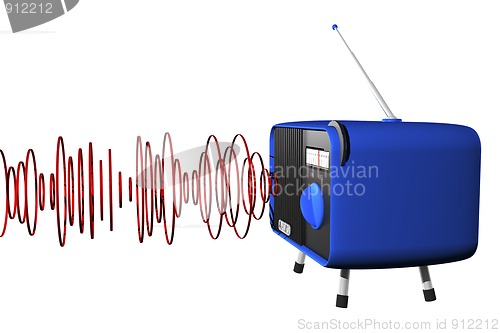 Image of Blue radio with waves