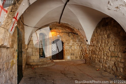 Image of Ancient arched passage in Jerusalem Old City