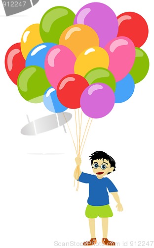 Image of Litlle boy with baloons