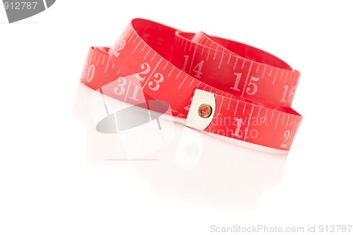 Image of Red Measuring Tape on White