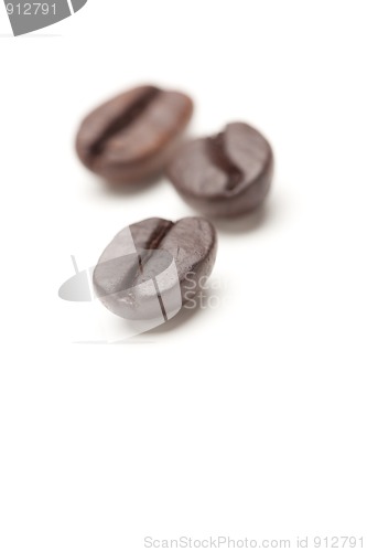 Image of Three Roasted Coffee Beans on White