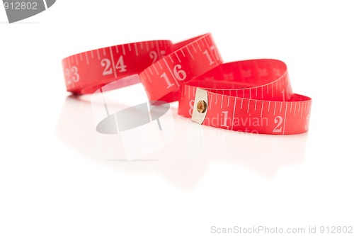 Image of Red Measuring Tape on White