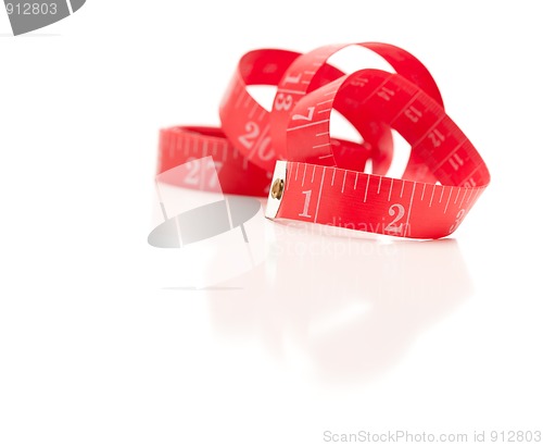 Image of Red Measuring Tape on White